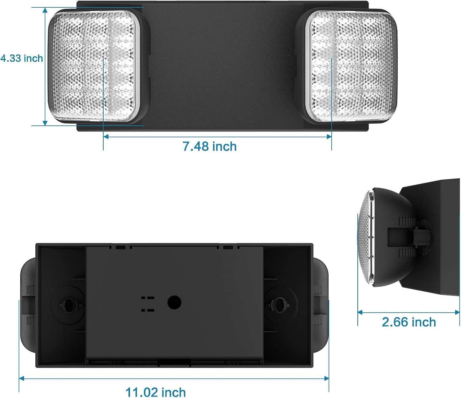 1 Pack Black Led Exit Sign with Emergency Lights &Battery Backup -Adjustable Hardwired 2 LED Head-UL Certified-120-277VAC/Commercial Emergency Lights Fixtures for Home/Business. - Image 4