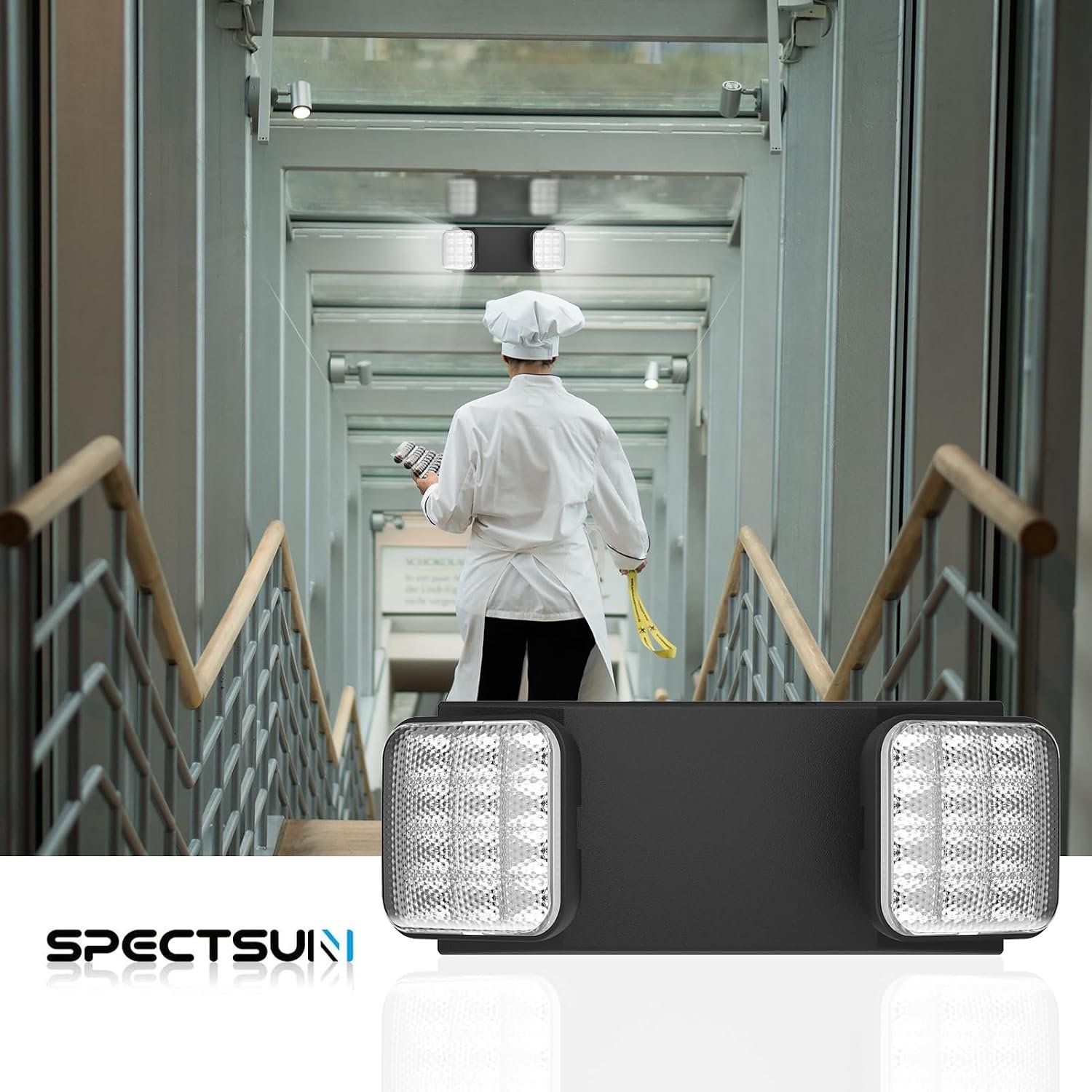 1 Pack Black Led Exit Sign with Emergency Lights &Battery Backup -Adjustable Hardwired 2 LED Head-UL Certified-120-277VAC/Commercial Emergency Lights Fixtures for Home/Business. - Image 8