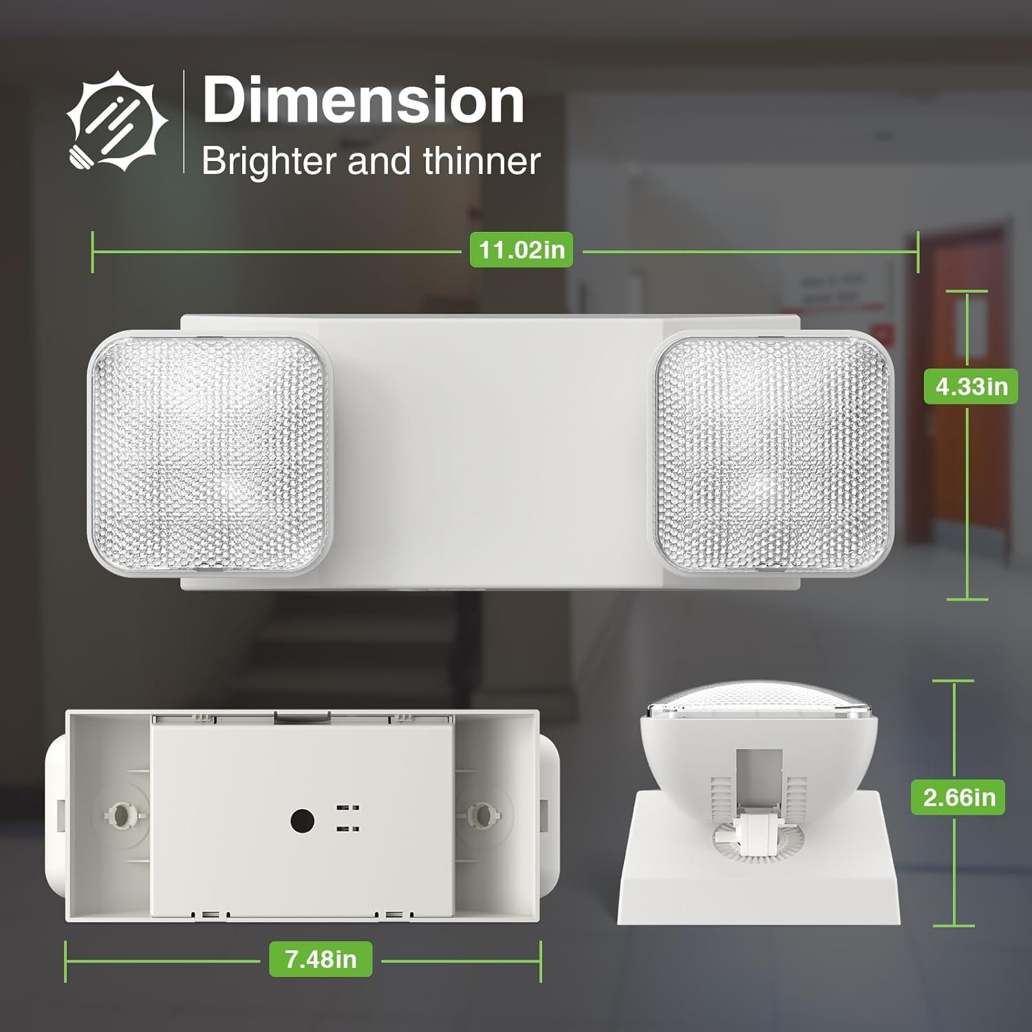 FREELICHT 4 Pack Emergency Lights for Business, Square Heads, 90min Battery - Image 3