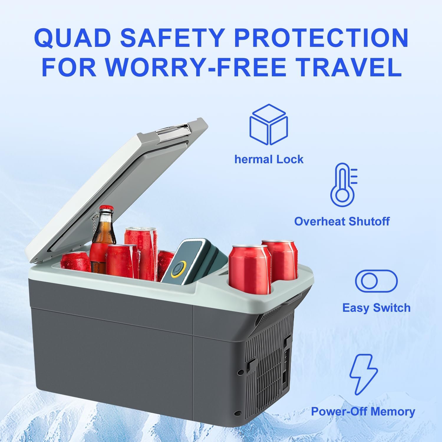 11L/Quart Electric Cooler & Warmer - Portable Car Refrigerator 12 Volt DC Car Fridge with Dual-Temp Control Car Fridge 12V Refrigerator for Camping, Travel & Road Trips,RV, Boat - Image 6