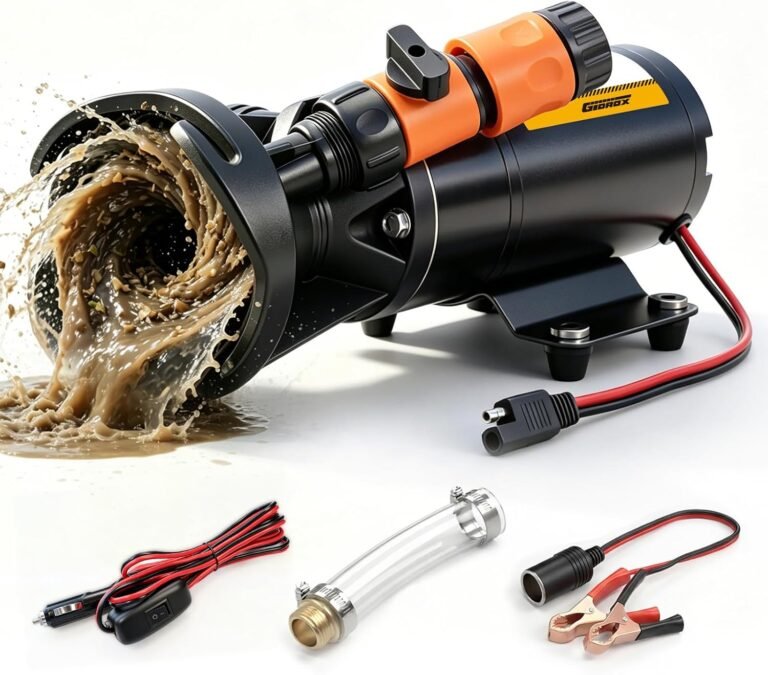 12V RV Portable Macerator Pump, 12GPM Self-Priming Sewage Quick Grinder Pump, Suction 3.5 Feet Lift 10 Feet Waste Pumps for RV Camper Boat Kitchen