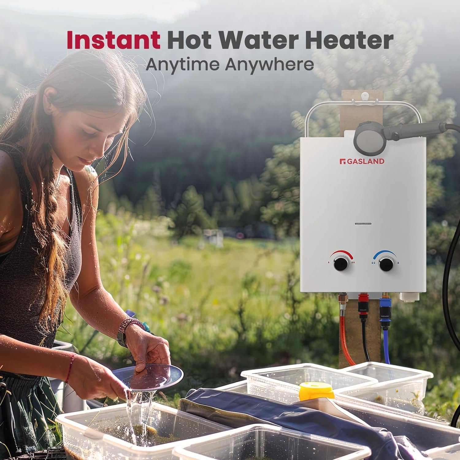 GASLAND 5L 1.32GPM Portable Propane Tankless Water Heater with 1.32GPM Water Pump and Pipe Strainer,AS132 PRON - Image 2