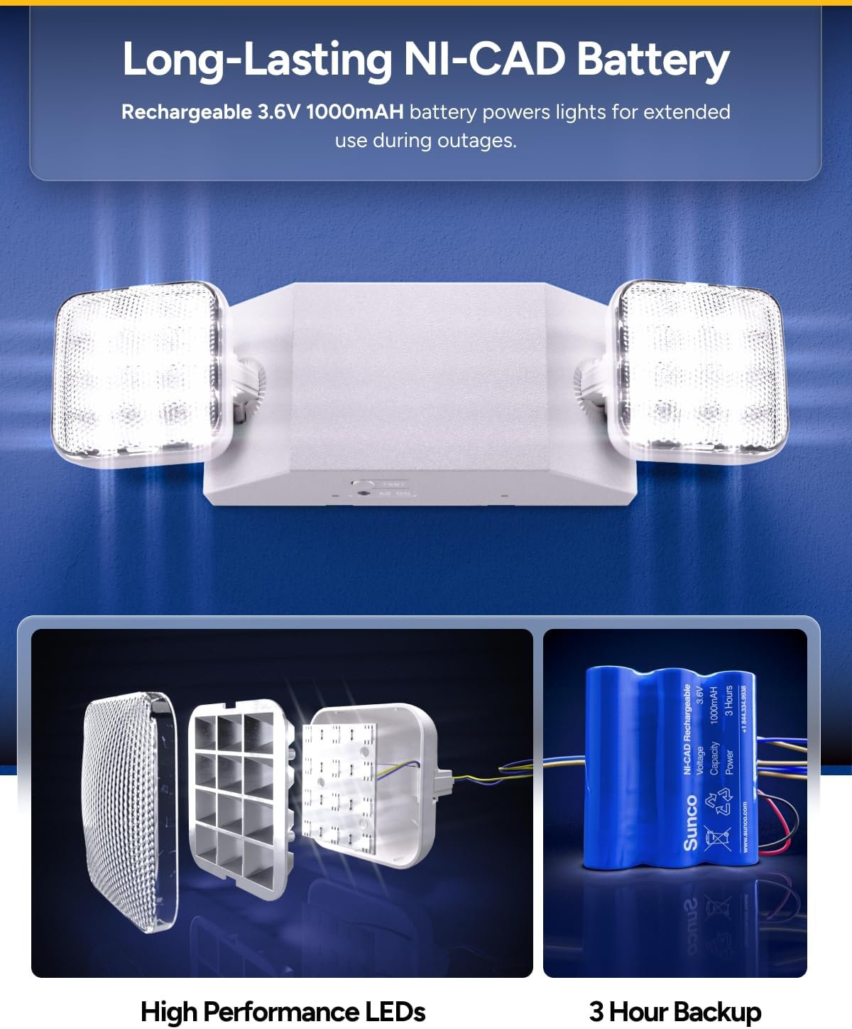 Sunco 6 Pack LED Emergency Lights for Outages, 90 Minute Backup Battery - Image 5
