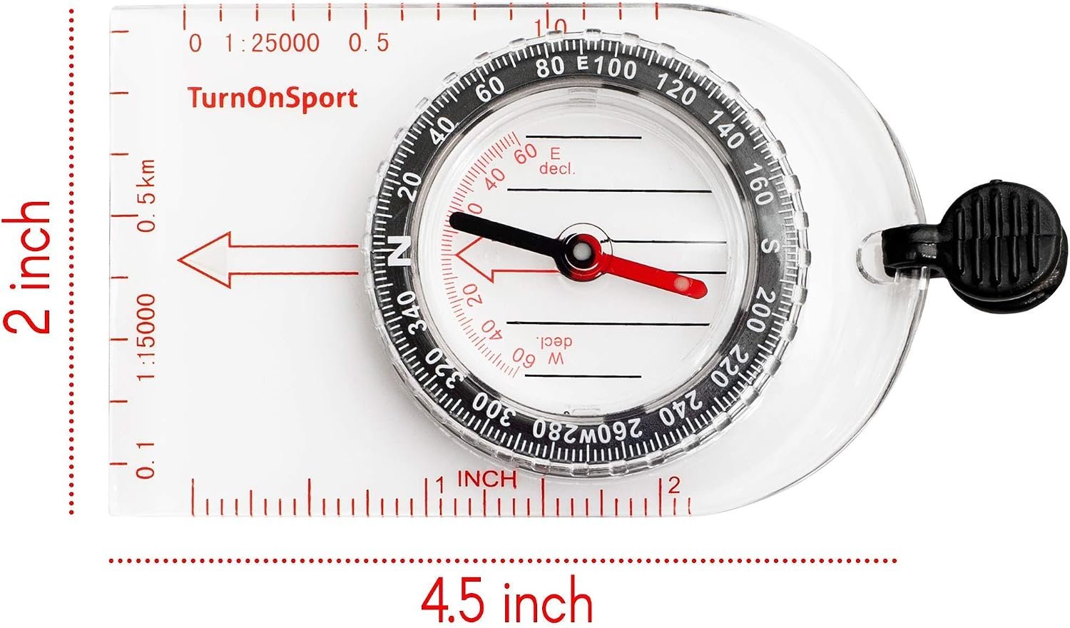 Boy Scout TurnOnSport Orienteering Hiking Compass - Kids, Waterproof & Lightweight, Mini, Survival, Camping Kit - Image 4