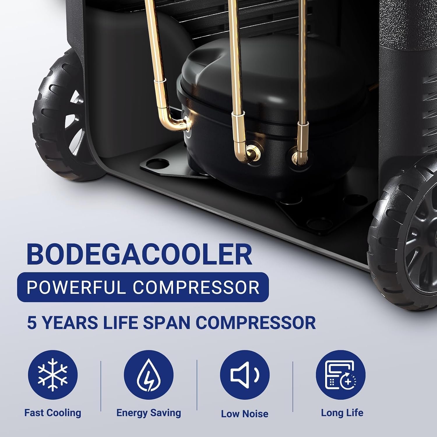 BODEGACOOLER 12 Volt Car Refrigerator,58QT(55L) Car Fridge with Wheels,RV Portable Freezer Single Zone,with APP Control,-4℉-68℉ Car Cooler,12/24V DC & 100-240V AC,for Travel,Camping,Outdoor,Vehicles - Image 6