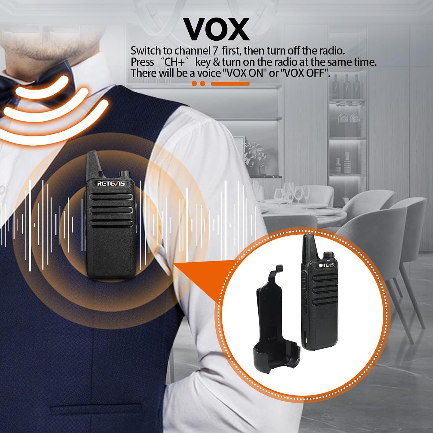 Retevis RT22 Compact & Lightweight FRS Walkie Talkies Long Range (4 Pack) - Image 5