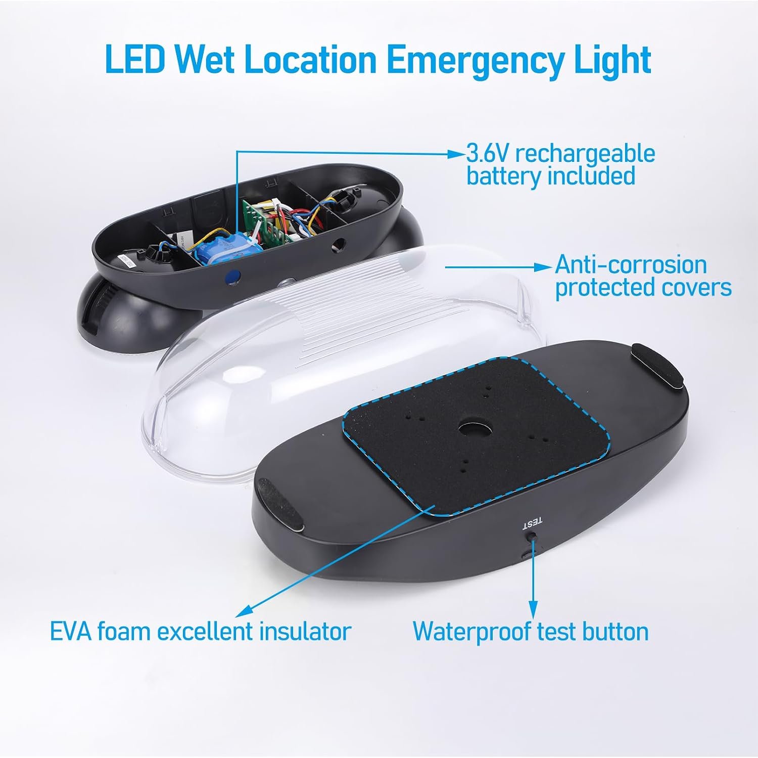 LEONLITE 2-Pack Wet Location LED Emergency Lights IP65 Waterproof Black - Image 4