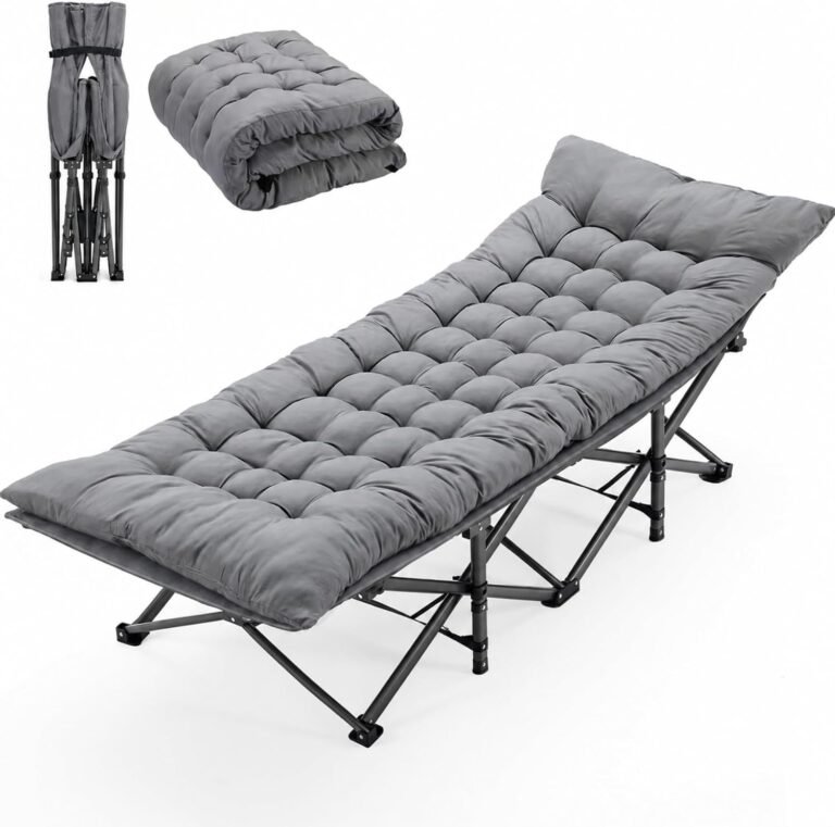Aoran Camping Cot for Adults 28" Extra Wide,Portable Cot Bed with Mattress,Heavy Duty Camp Sleeping Bed for Camping,Travel,Home and Office Nap,Max Load 450 LBS