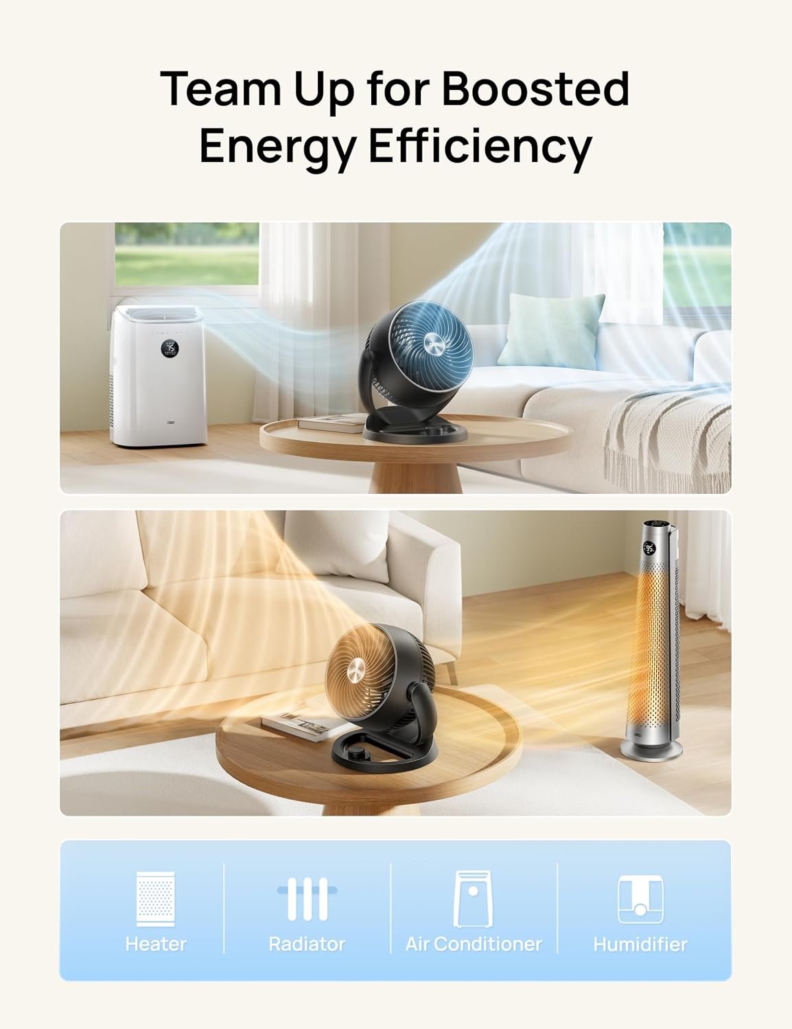 DREO Fan for Bedroom, 12 Inches, 70ft Powerful Airflow, 25db Quiet Table Air Circulator Fans for Whole Room, 120° Adjustable Tilt, 3 Speeds, Desktop Fan for Home, Office, Kitchen - Image 8