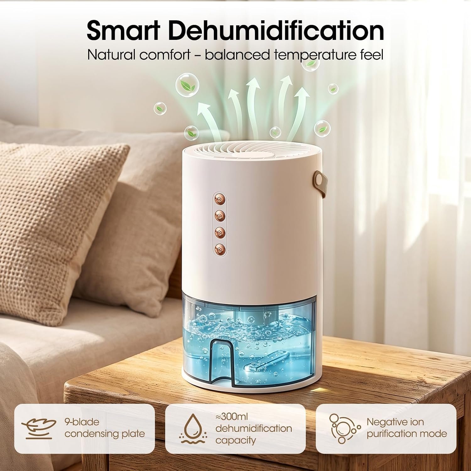 Small Dehumidifier,Ultra Quiet & Auto Shut Off Dehumidifier for Bedroom,1300ml Portable Mini Dehumidifiers for Damp, Mould,Moisture in Home,Wardrobe,Bathroom, Bedroom - Image 3