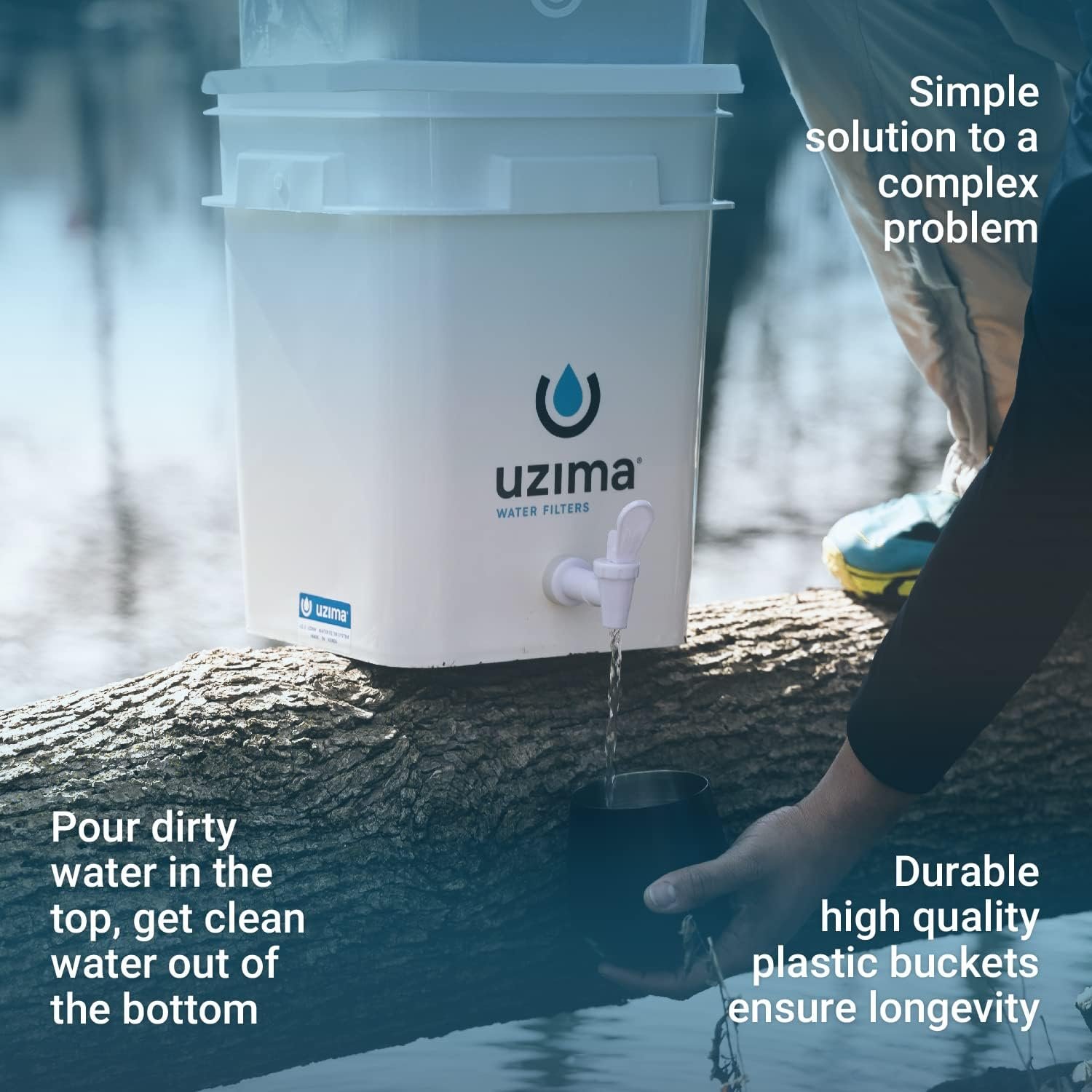 Uzima UZ-2 Camping Water Filter and Drinking Water Filter System, Portable Survival Camping Essentials, Backpacking Purification Gear for Glamping, Hiking, and Hunting Essentials and Military Gear - Image 2