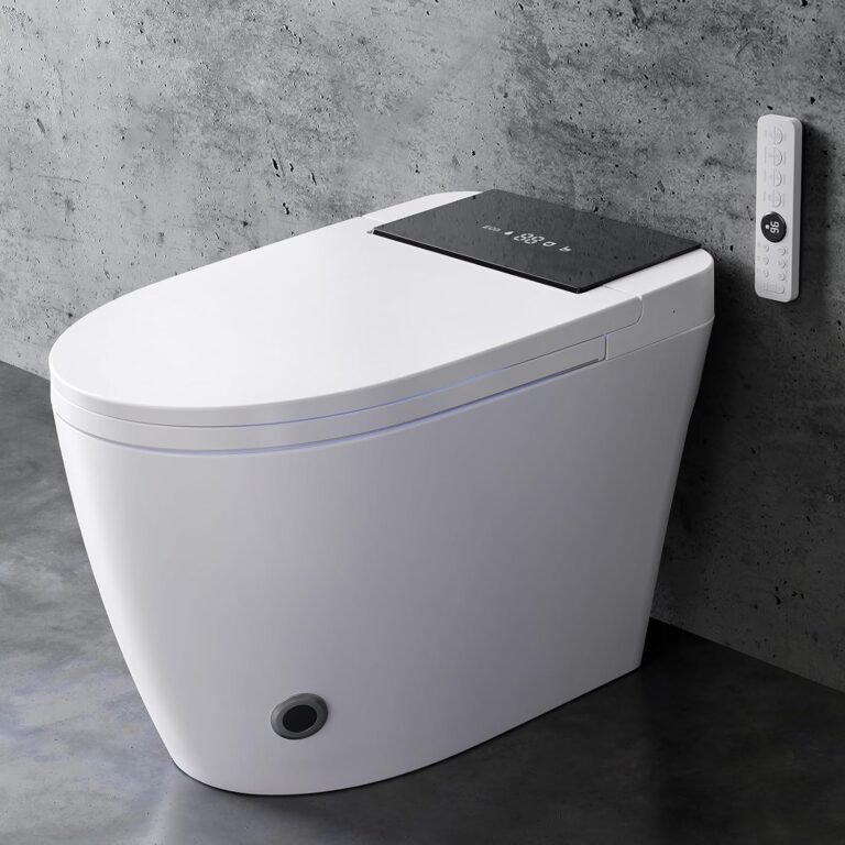 Smart Toilet with Bidet Built in, One-Piece Elongated Toilet, Auto Open/Close Lid, Heated Seat, Dual Flush & Foot Sensor, Tankless, Warm Water & Dryer, Night Light, Modern Bathroom Comfort, 1000g MaP