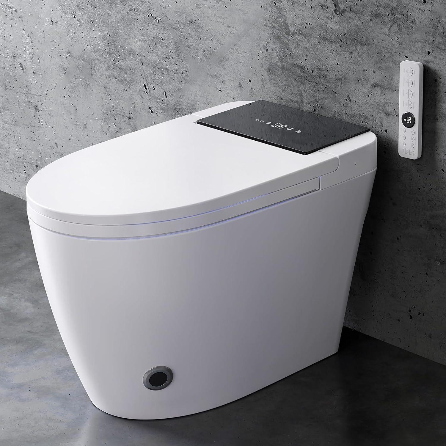 Smart Toilet with Bidet Built in, One-Piece Elongated Toilet, Auto Open/Close Lid, Heated Seat, Dual Flush & Foot Sensor, Tankless, Warm Water & Dryer, Night Light, Modern Bathroom Comfort, 1000g MaP