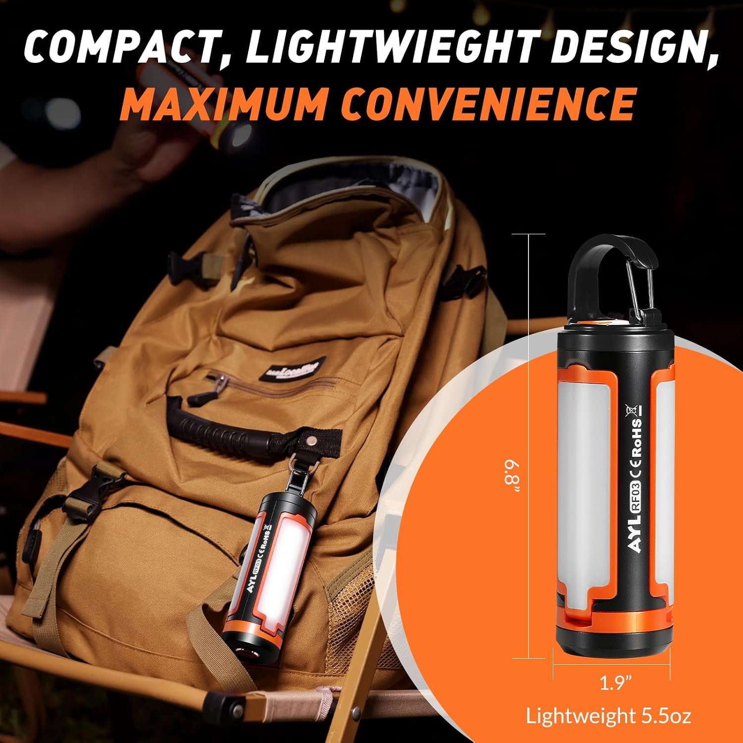 Portable LED Rechargeable Camping Lantern, AYL Lightweight USB Rechargeable Lamp LED Flashlight Survival Gear for Home Emergency Light Outdoor Lanterns for Power Outages Hurricane Lamp 3-Pack - Image 4