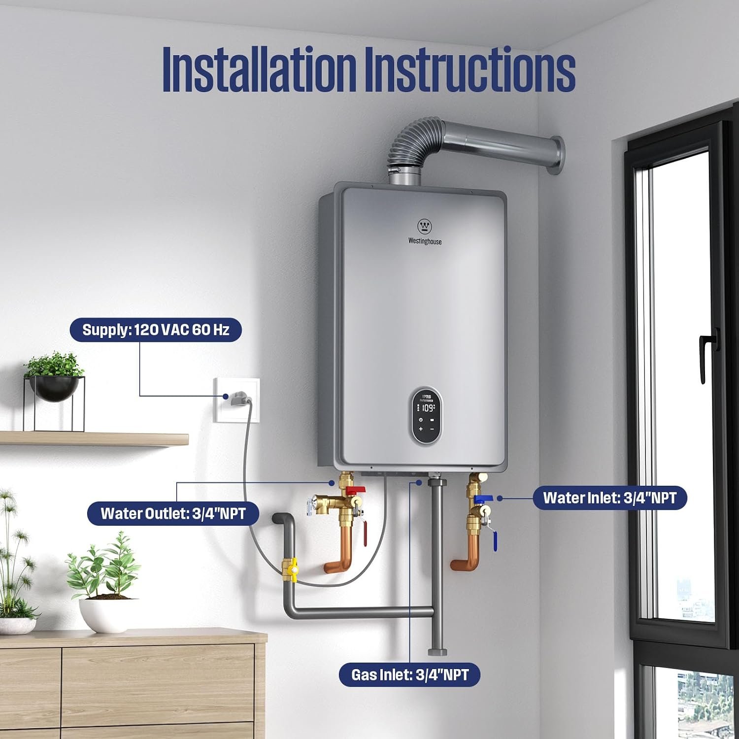 Westinghouse Tankless Water Heater Propane Indoor, 7.9 GPM 180,000 BTU - Image 7