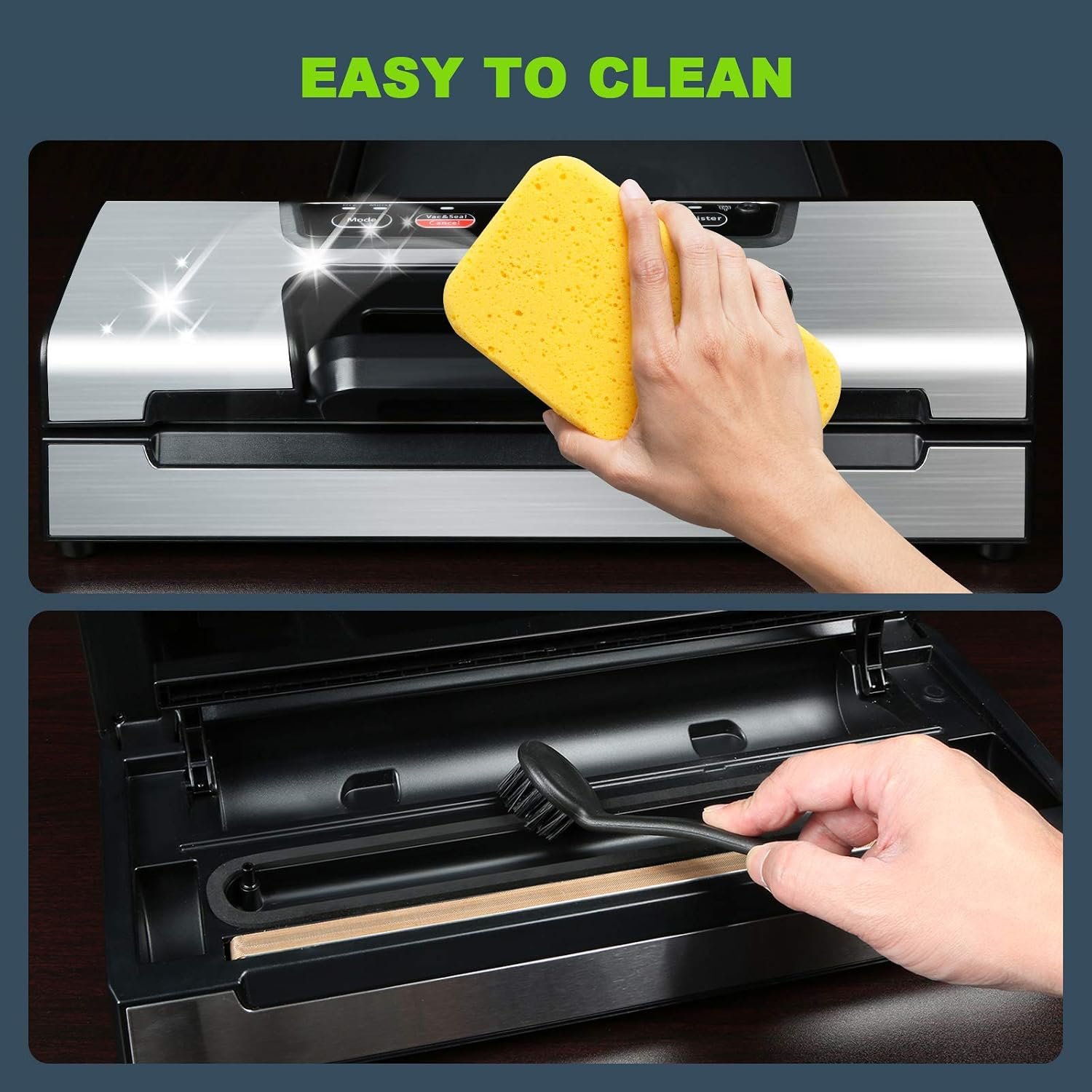 Potane Precision Vacuum Machine,Pro Food Sealer with Built-in Cutter and Bag Storage(Up to 20 Feet Length), Both Auto Manual Options,2 Modes,Includes 2 Bag Rolls 11”x16’ and 8”x16’,Compact Design - Image 7