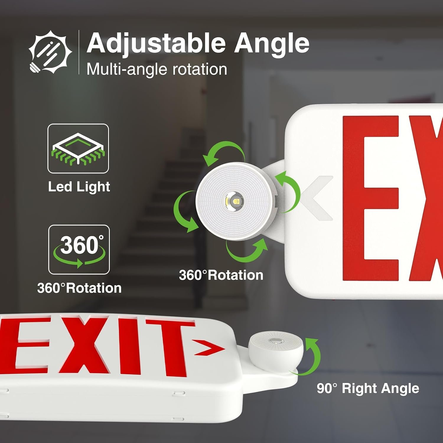 FREELICHT 6 Pack Red LED Exit Signs with Emergency Lights - Image 4