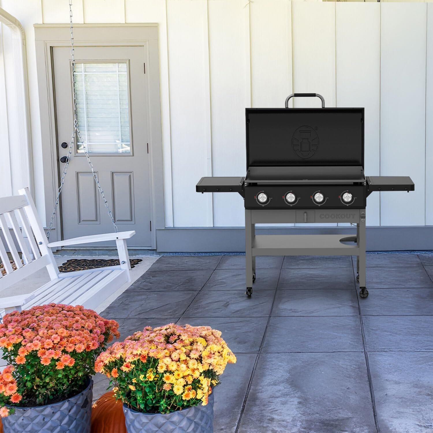 Coleman CO-550GG, Cookout 4-Burner Propane Gas Griddle with Lid, 50,000 BTU Flat Top Grill, 720 sq in Cooking Surface, Outdoor LP Griddle Station - Image 10