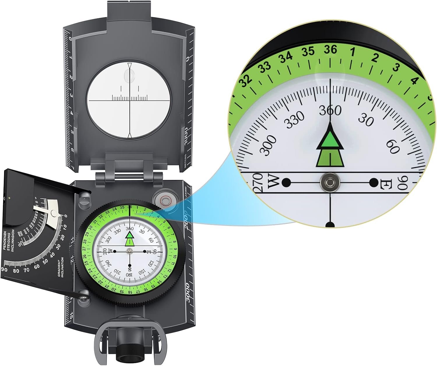 Anbte Hiking Compass, IP65 Waterproof Metal Compass for Camping Navigation - Image 6