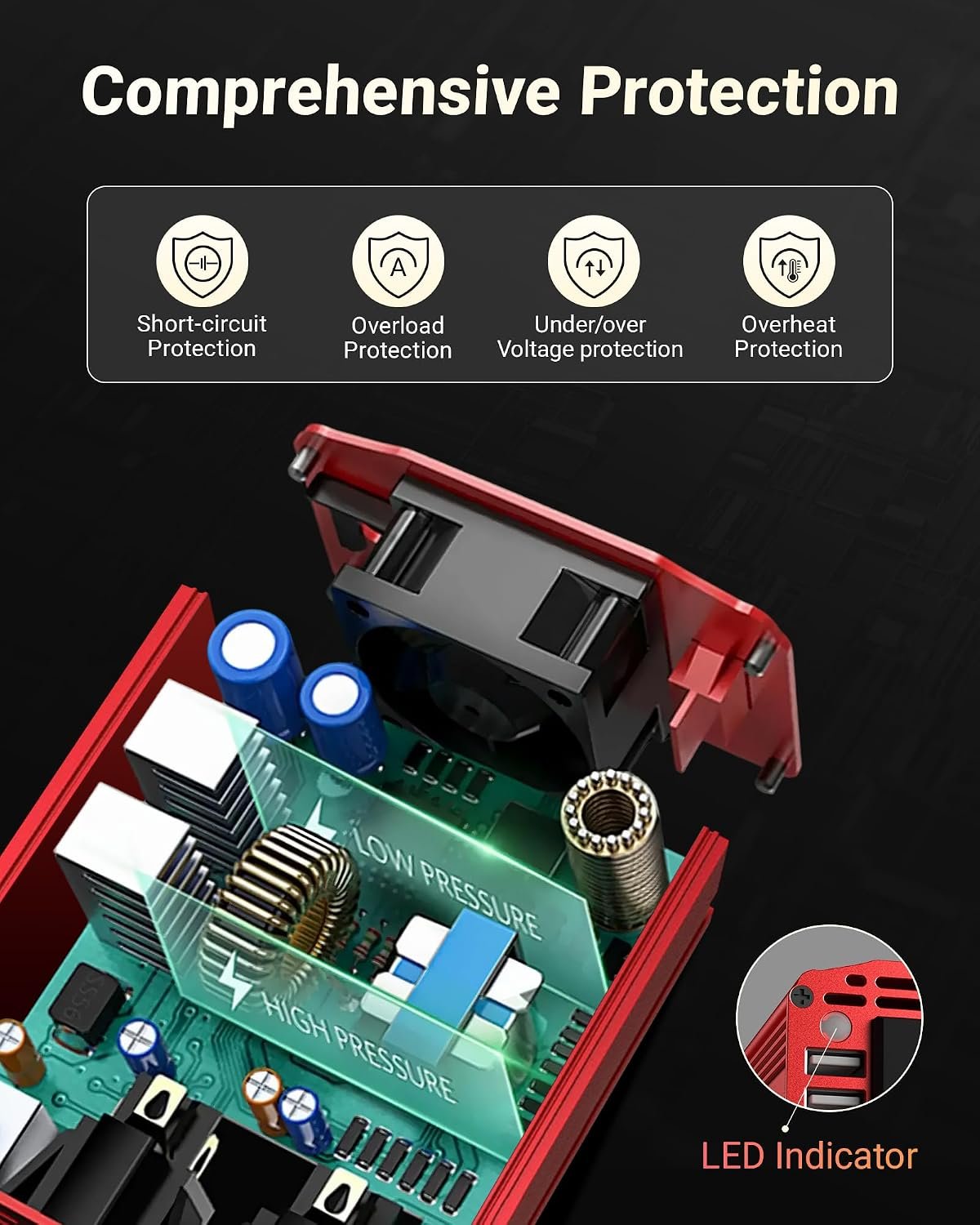 BESTEK Power Inverter DC 12-17V to AC 110V - 300W Car Plug Adapter Outlet - Image 3
