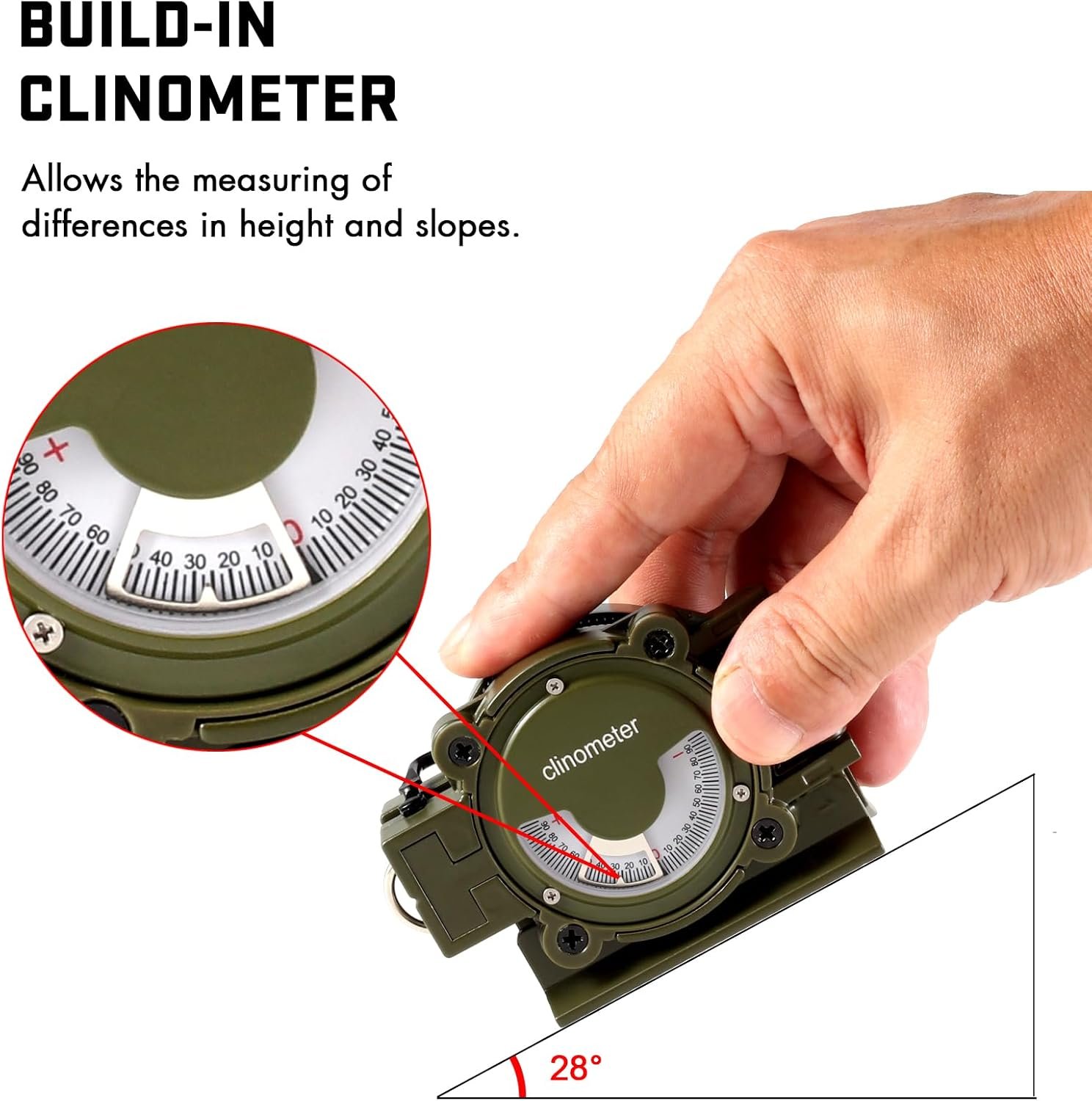 Eyeskey Multifunctional Military Sighting Navigation Compass with Inclinometer | Impact Resistant & Waterproof Compass for Hiking, Camping - Image 3