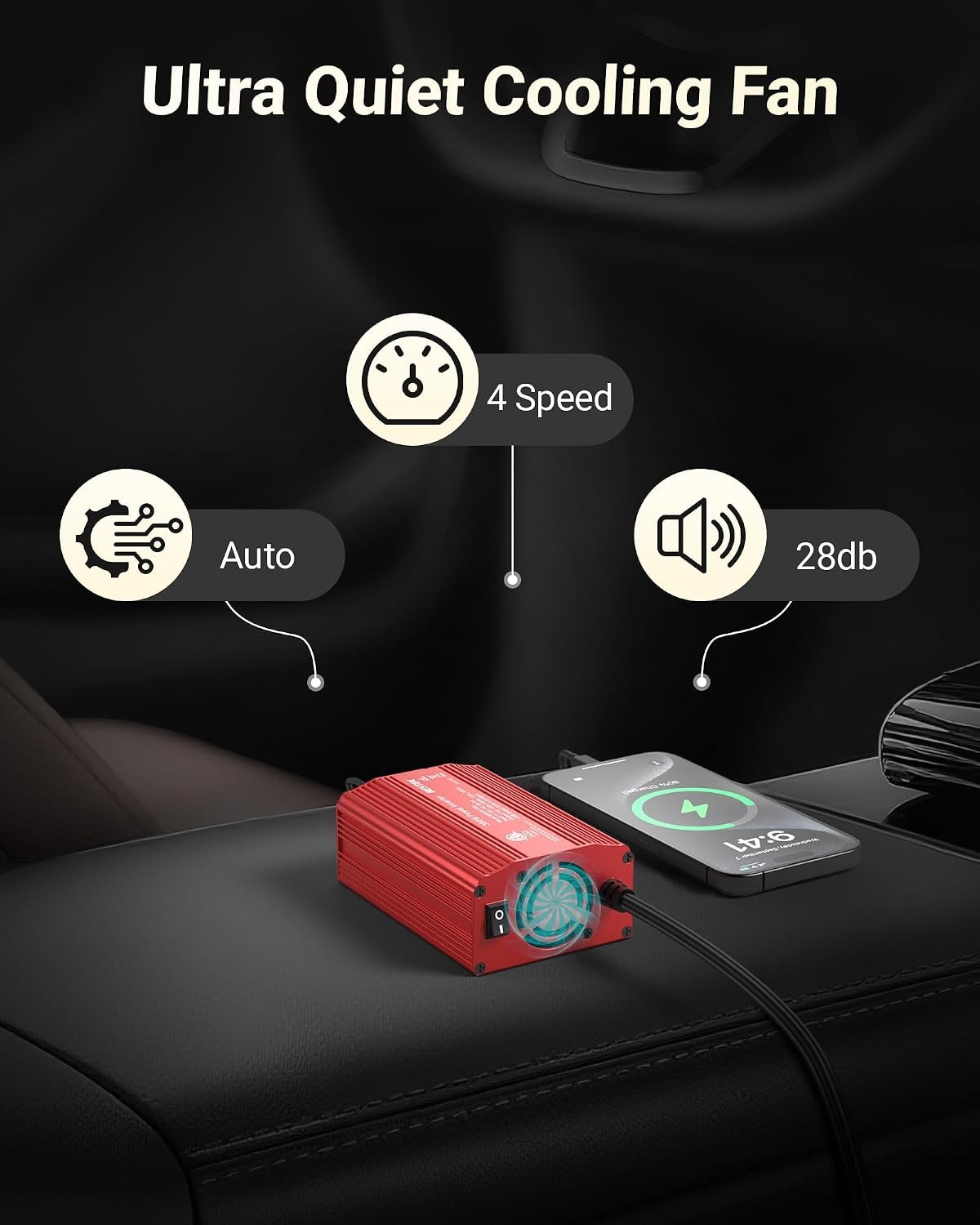 BESTEK Power Inverter DC 12-17V to AC 110V - 300W Car Plug Adapter Outlet - Image 5