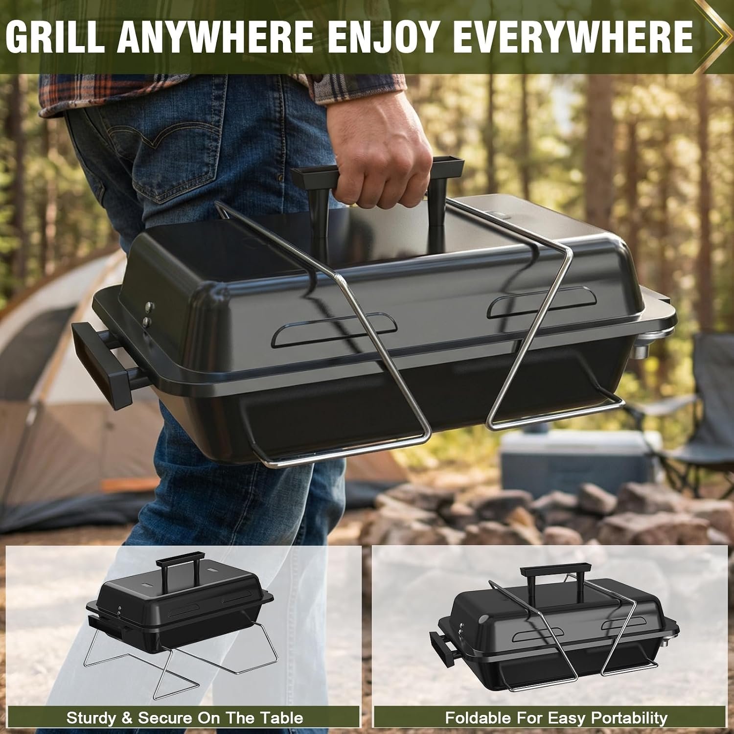 BESTFIRE Portable Propane Gas Grill with New 2-in-1 Valve - Compatible with Large Tank & Small Cylinder, Gas Grill with Foldable Legs & Adjustable Regulator,Heavy Duty, Perfect for Outdoor Camping - Image 4