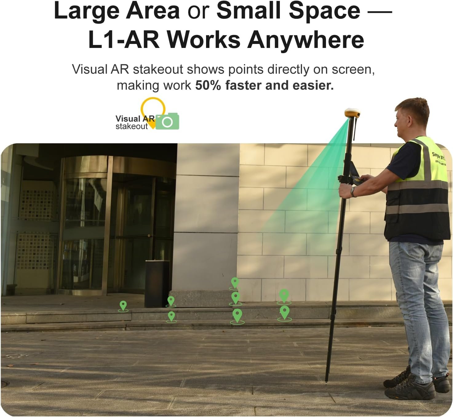 L1-AR GNSS RTK Base+Rover – RTK GPS Handheld Collector with Software & Visual Stakeout with Camera, Global Shutter with 2 MP, 2cm Accuracy, 120° Tilt Survey | Professional Support - Image 3