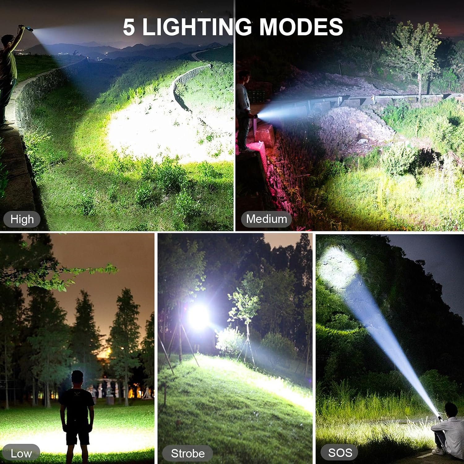 Lylting Rechargeable LED Flashlights High Lumens, 99,000 Lumens Super Bright Flashlight with 5 Modes & Waterproof, Powerful Handheld Flashlight for Camping Emergencies - Image 4