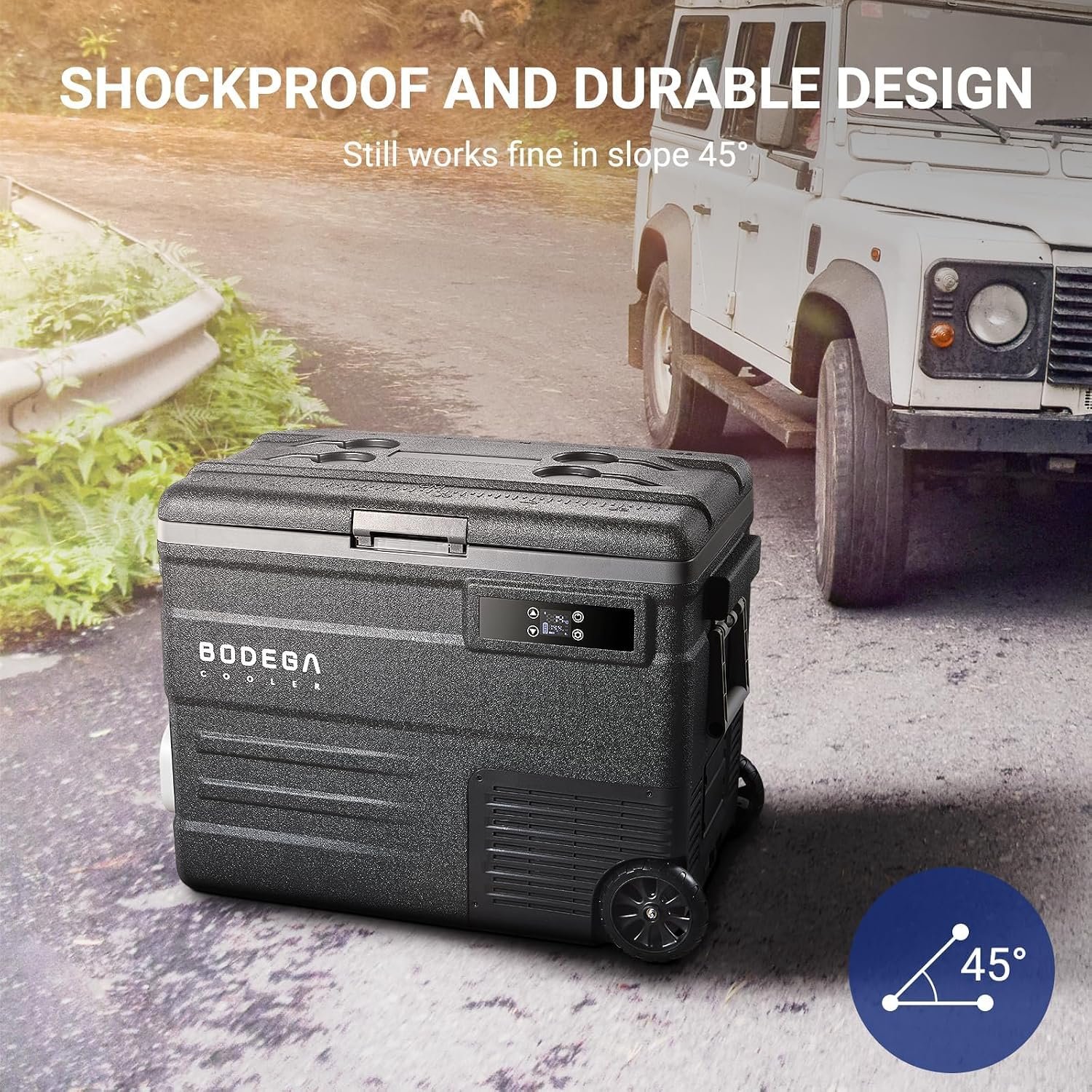 BODEGACOOLER 12 Volt Car Refrigerator,58QT(55L) Car Fridge with Wheels,RV Portable Freezer Single Zone,with APP Control,-4℉-68℉ Car Cooler,12/24V DC & 100-240V AC,for Travel,Camping,Outdoor,Vehicles - Image 3