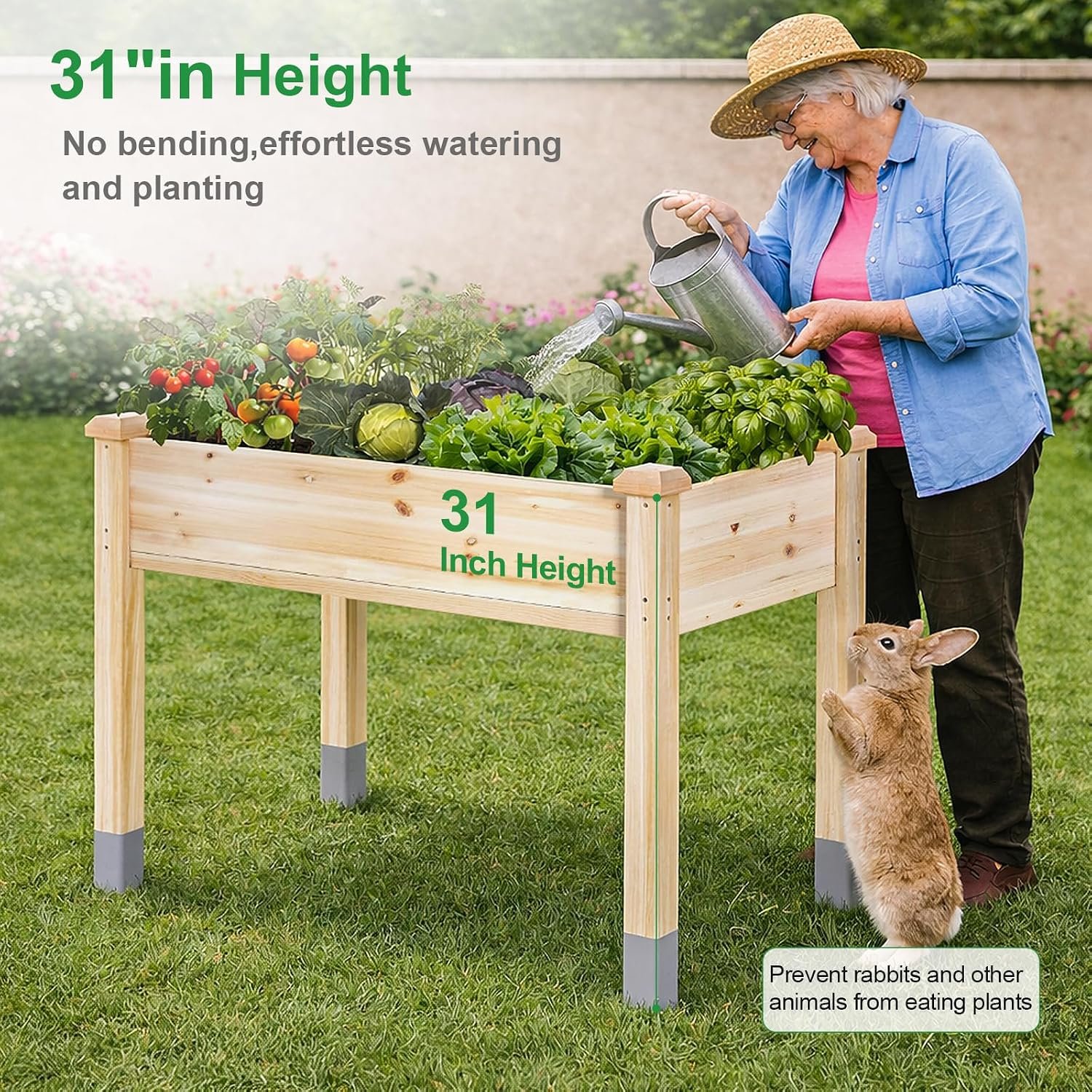 MIXC 331lb Capacity Sturdy Wooden Raised Garden Bed Outdoors with Legs - Image 6