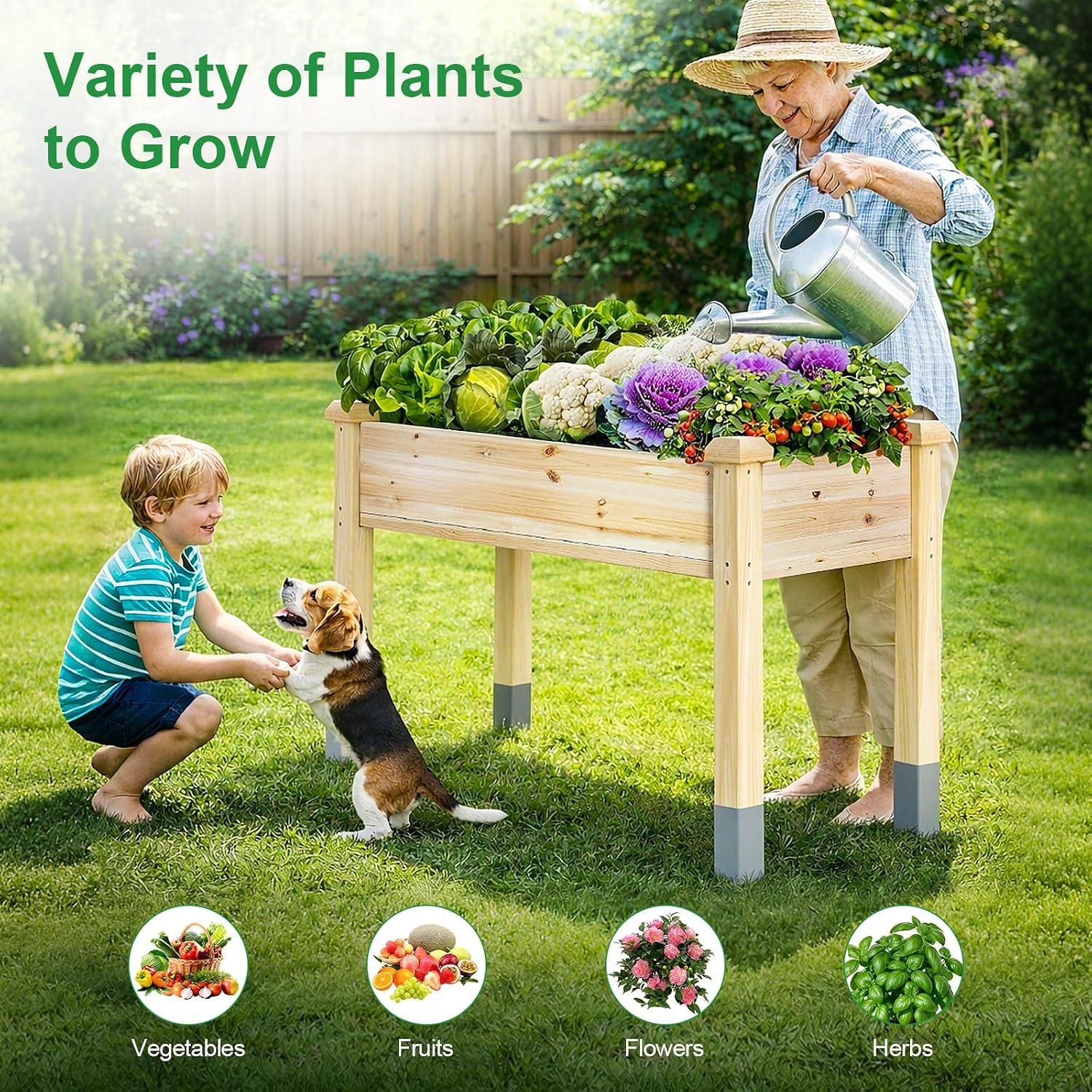 MIXC 331lb Capacity Sturdy Wooden Raised Garden Bed Outdoors with Legs - Image 7