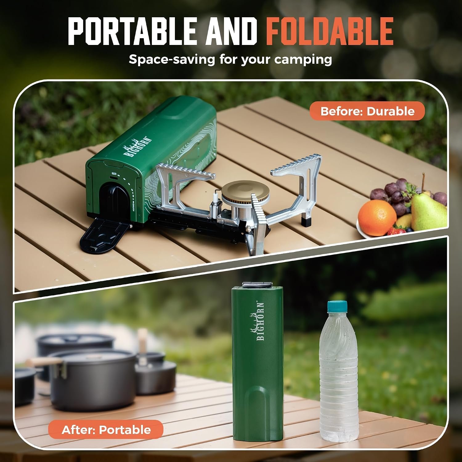 BIG HORN OUTDOORS Butane Camping Stove, Portable Folding Gas Burner with Carry Bag for Camping, Emergency Use and Outdoor Cooking - Image 2