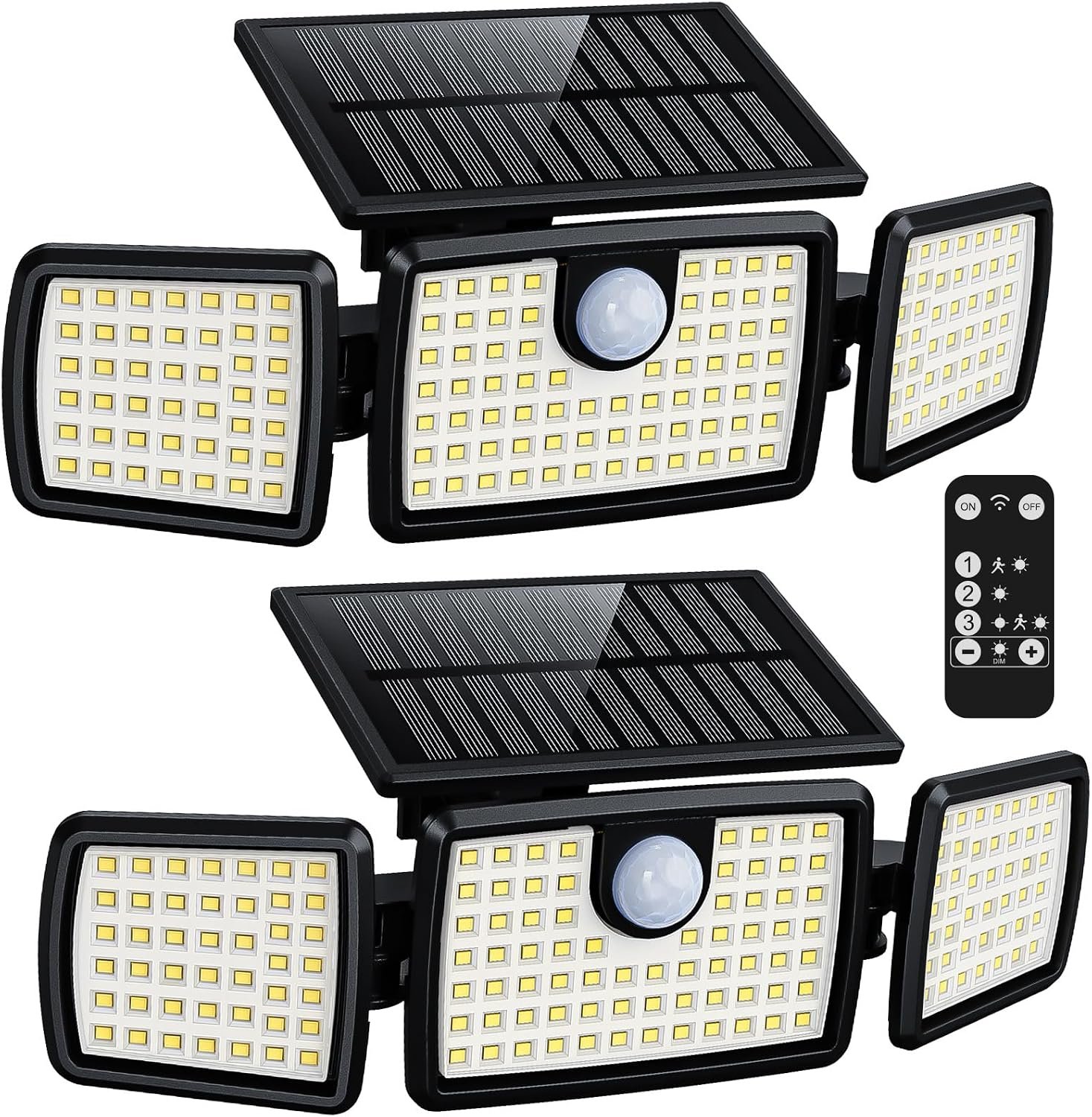 MIHANI Solar Lights Outdoor, Quick Charge Solar Motion Deck Lights Outdoor for Deck with High Brightness, Larger Built-in Tempered Glass Panel, Sensitive PIR Motion Inductor (Remote,2 Pack)