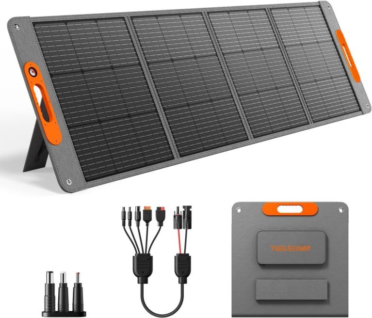 200W Portable Solar Panel for Power Station, 24% High Efficiency ETFE Foldable Solar Panel Charger, QC3.0, Type-C 60W, MC4 Output, IP65 Waterproof, for Outdoor Camping, RV, Emergency Power Supply