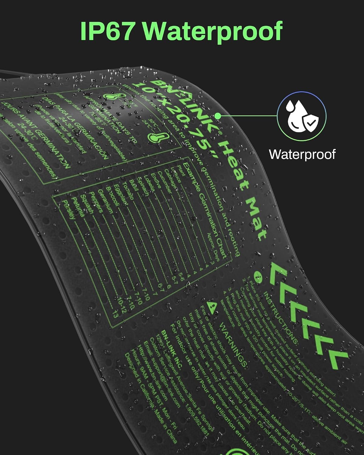 BN-LINK 10" x 20.75" Seedling Heat Mat for Seed Starting Plants Germination - Image 4