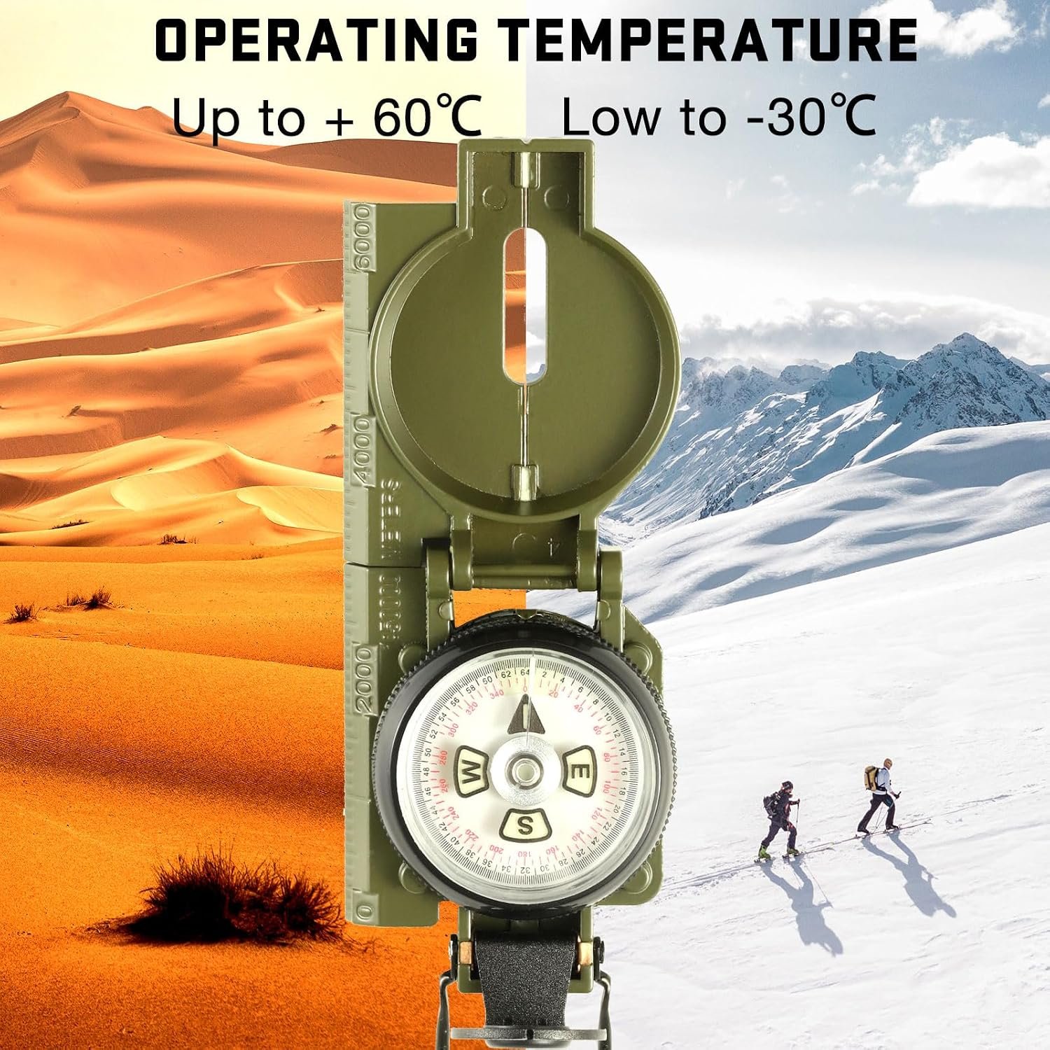 Eyeskey Multifunctional Military Sighting Navigation Compass with Inclinometer | Impact Resistant & Waterproof Compass for Hiking, Camping - Image 6