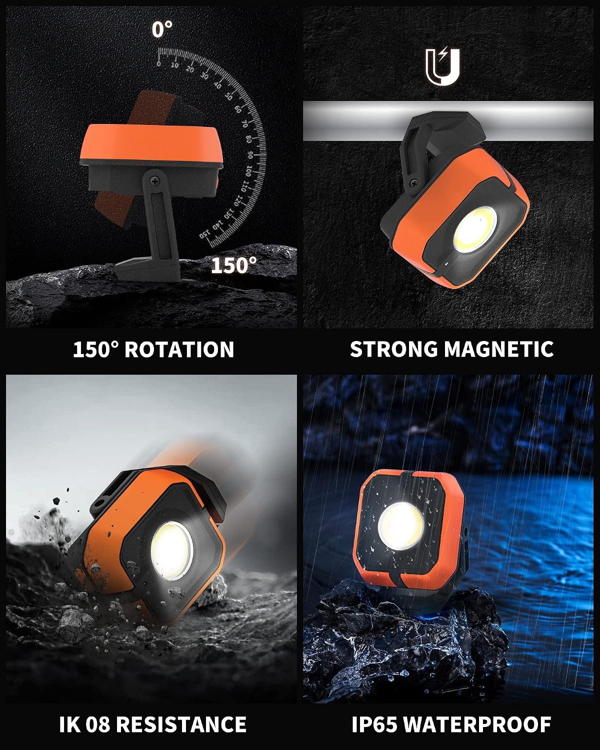 Led Work Light with 4 Modes, 1200LM Portable COB Magnetic Light - Image 5