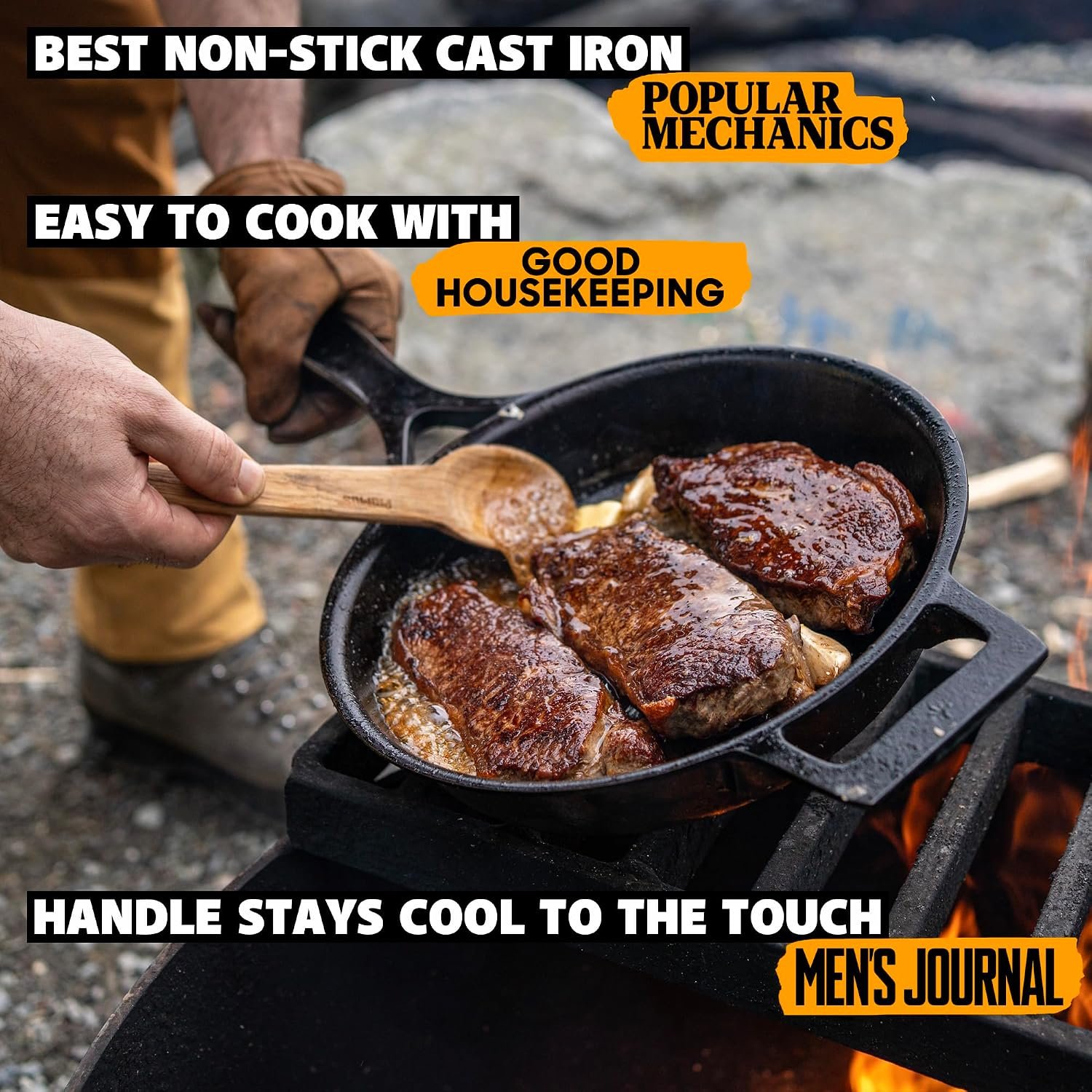 Stargazer 12-Inch Cast Iron Skillet | Made in USA, Seasoned, Premium Frying Pan for Grilling, Searing, Baking & More – Durable Cast Iron with Smooth Cooking Surface - Image 4