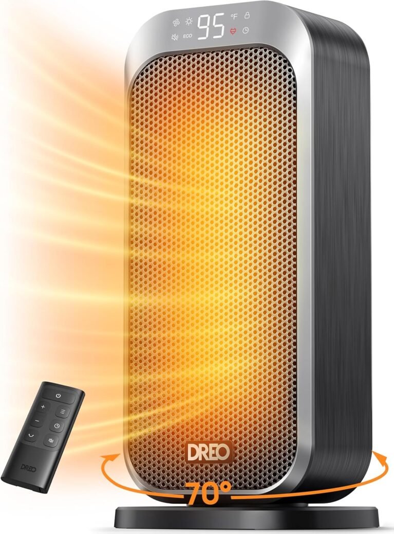 DREO Quiet Space Heater, 1500W Portable Heaters for Indoor Use with Remote