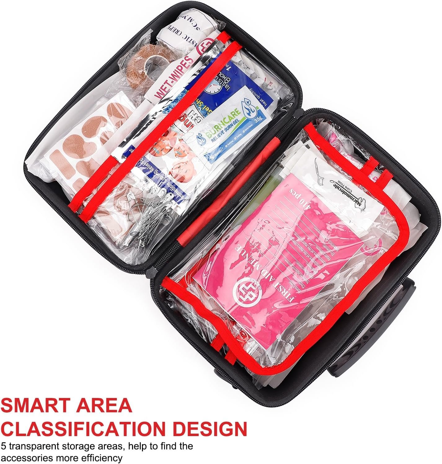 Gevoke 410 Piece Waterproof Hard Shell First Aid Kit, Red - Image 5