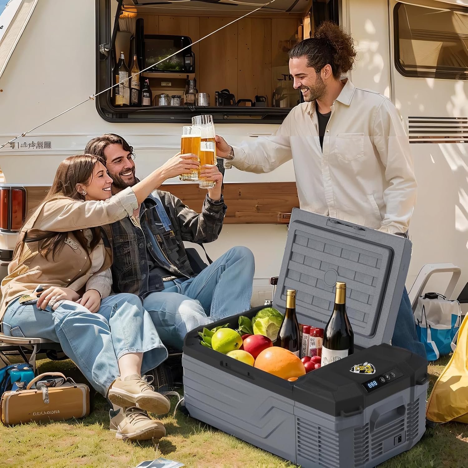 YELLOW JACKET 12 Volt Car Refrigerator, 16 Quart Electric Cooler, Portable Car Fridge for Outdoor Camping Travel, 12V/24V DC 110~240 Volt AC Refrigerator for Truck RV Home Office,-4℉-68℉ - Image 9