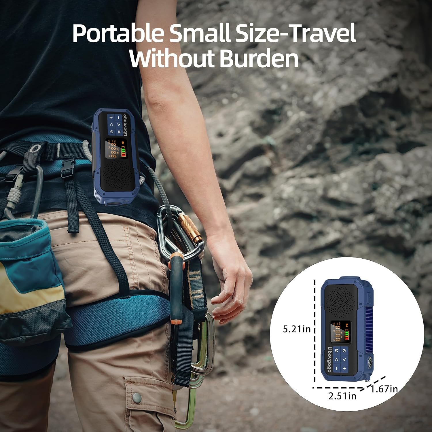 Emergency Weather Radio with IPX5 Waterproof Portable Bluetooth Speaker,USB-C Solar Hand Crank,NOAA Alarm AM FM Radio,Flashlight,SOS Alarm,2000mAh Cell Phone Charger for Camping and Survival (Blue) - Image 3