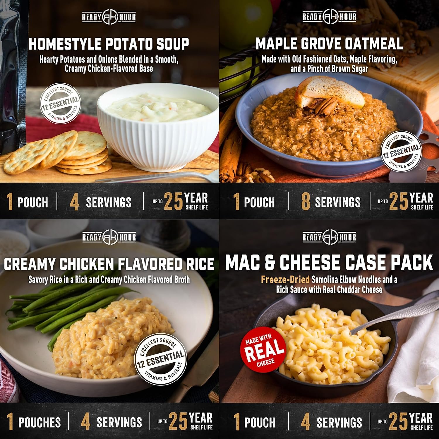 Ready Hour 72-Hour Emergency Food Kit Sample - Survival Meals Variety Pack for Disaster Prep, Freeze-Dried/Dehydrated Camping Food, Bug Out Bag MRE Alternative, Preparedness & Power Outage Supplies - Image 4