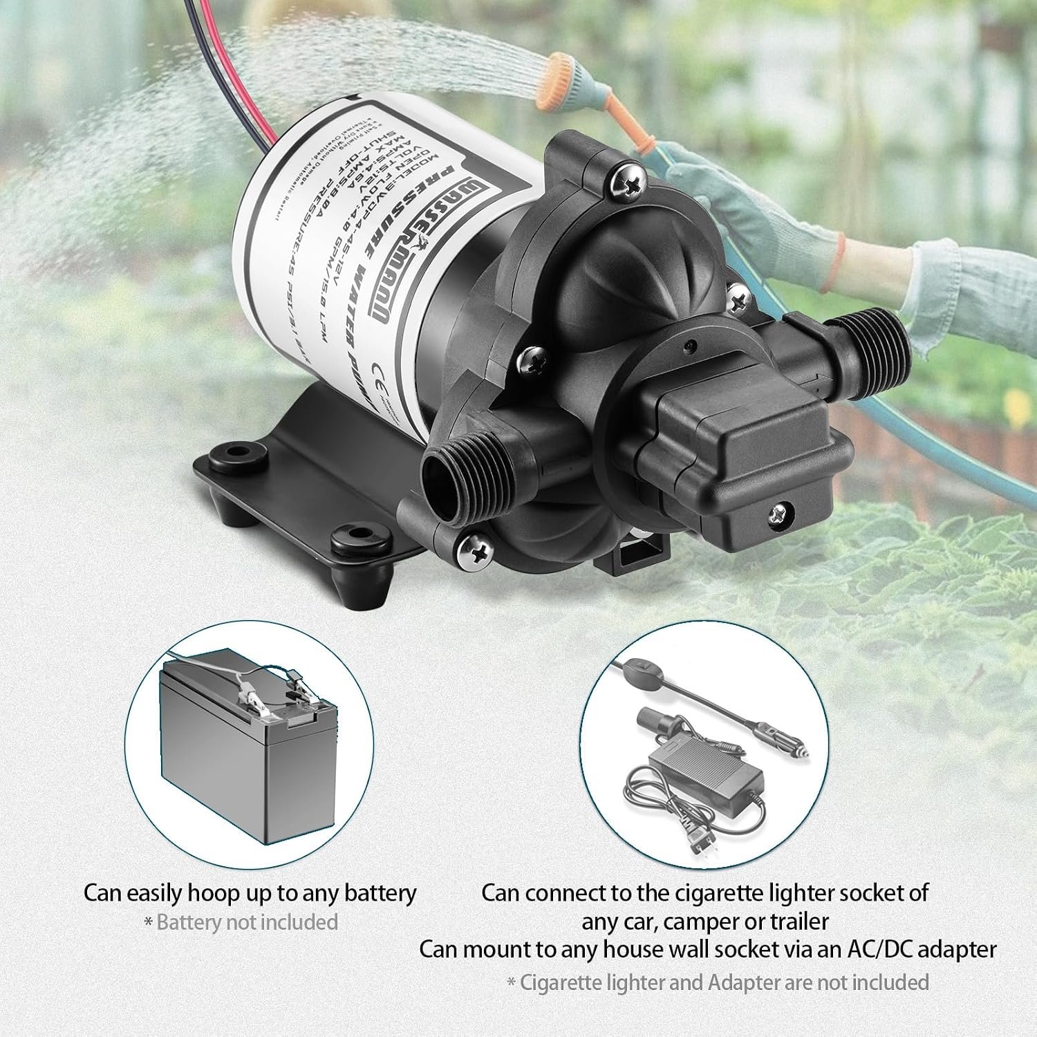 WASSERMANN RV Pump, 12V Self-priming RV Water Pressure Pump 4.0GPM 45PSI with Pressure Switch, for RV Marine Camping Yacht Garden, 12Volt DC Fresh Water Pumps RV Water Pump 2088-554-144 Replacement - Image 7