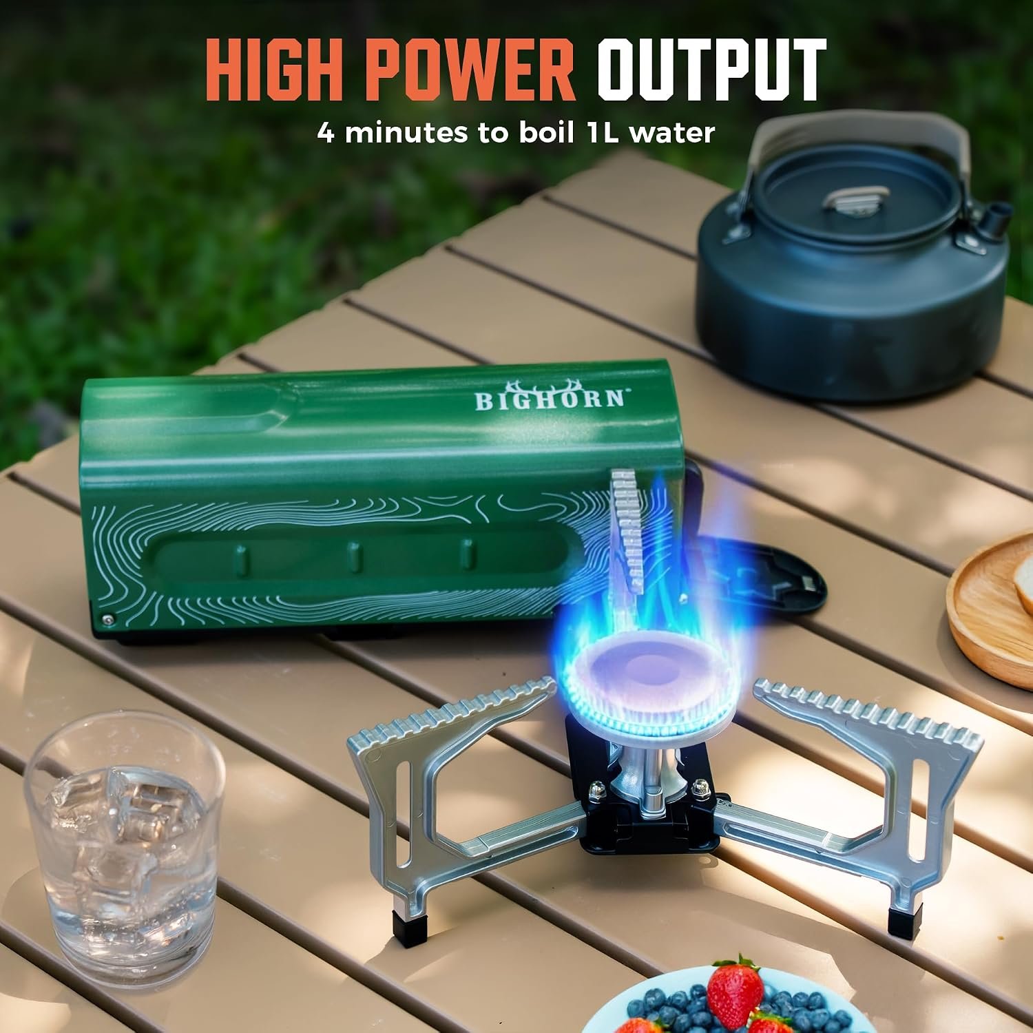 BIG HORN OUTDOORS Butane Camping Stove, Portable Folding Gas Burner with Carry Bag for Camping, Emergency Use and Outdoor Cooking - Image 3