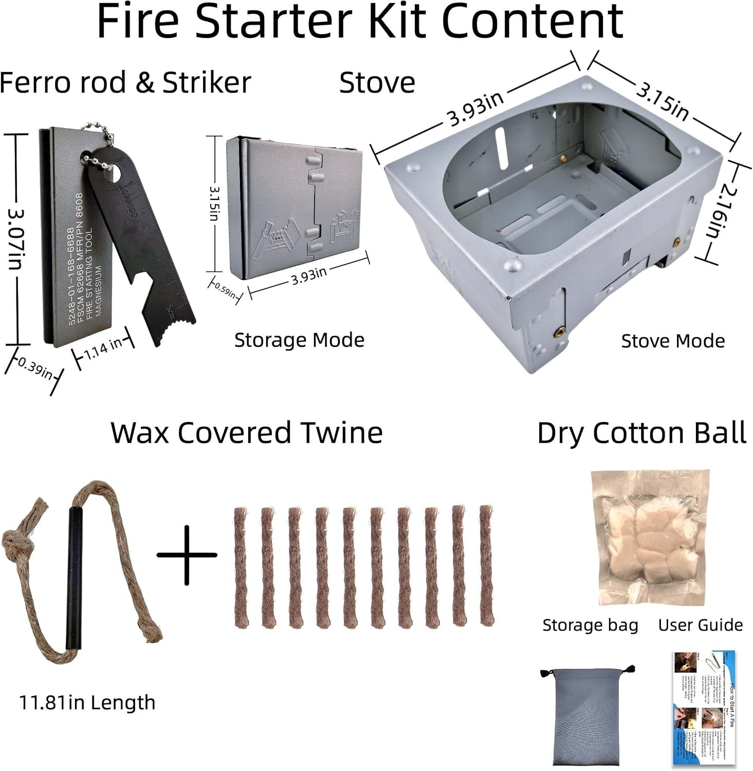 Survival Fire Starter Kit - Ferro Rod & Magnesium Fire Starter Compact Solo Stove with Flint and Steel to Firestarter Fireplace Pit for Outdoor Camping Bushcraft Hiking Emergency Gadgets - Image 8