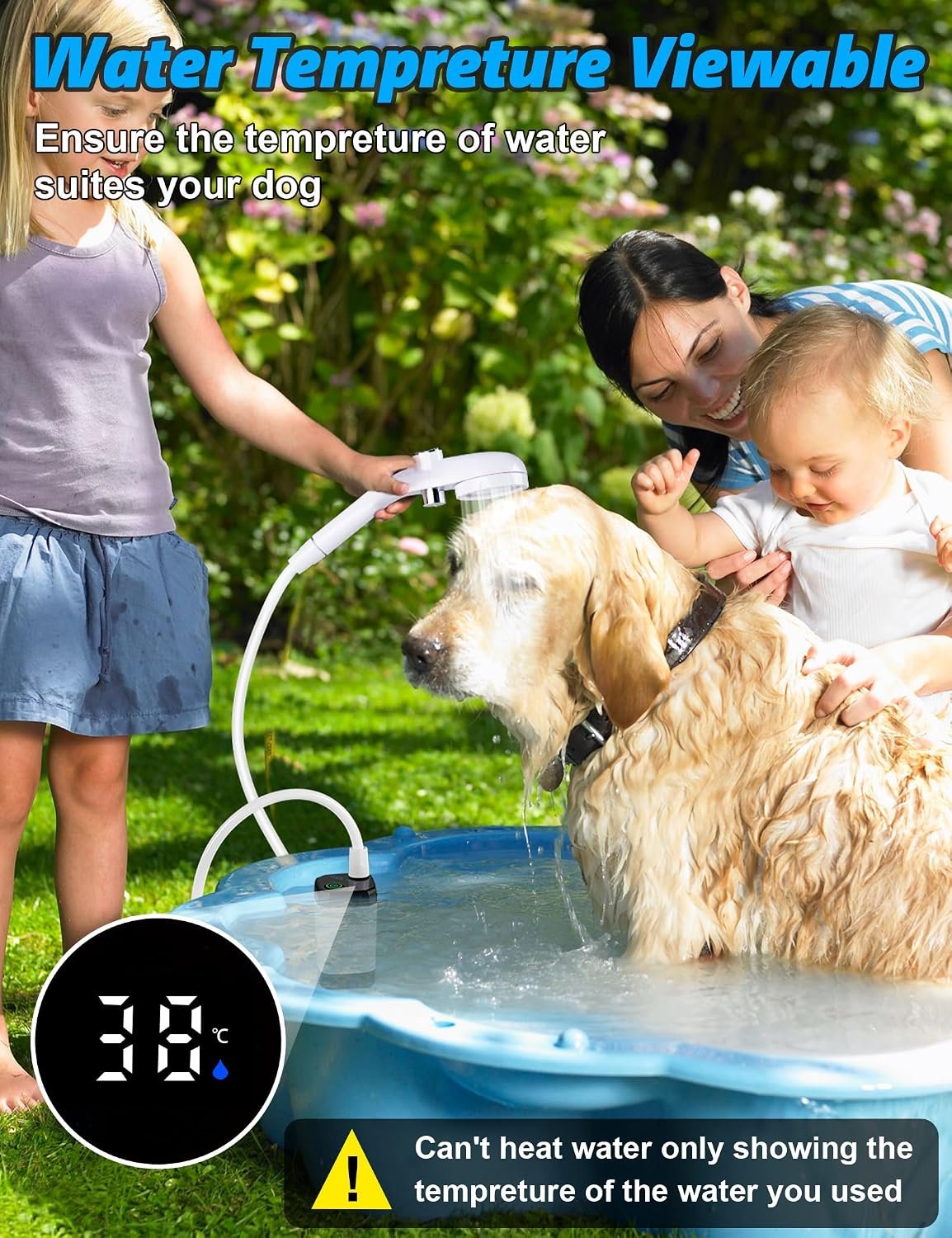 innhom Portable Camping Shower, 6000mAh Rechargeable Camp Shower Pump with LED Display, IPX7 Waterproof & 2 Spray Modes Electric Outdoor Shower for Hiking, Pet Bathing, Car Washing - Image 2