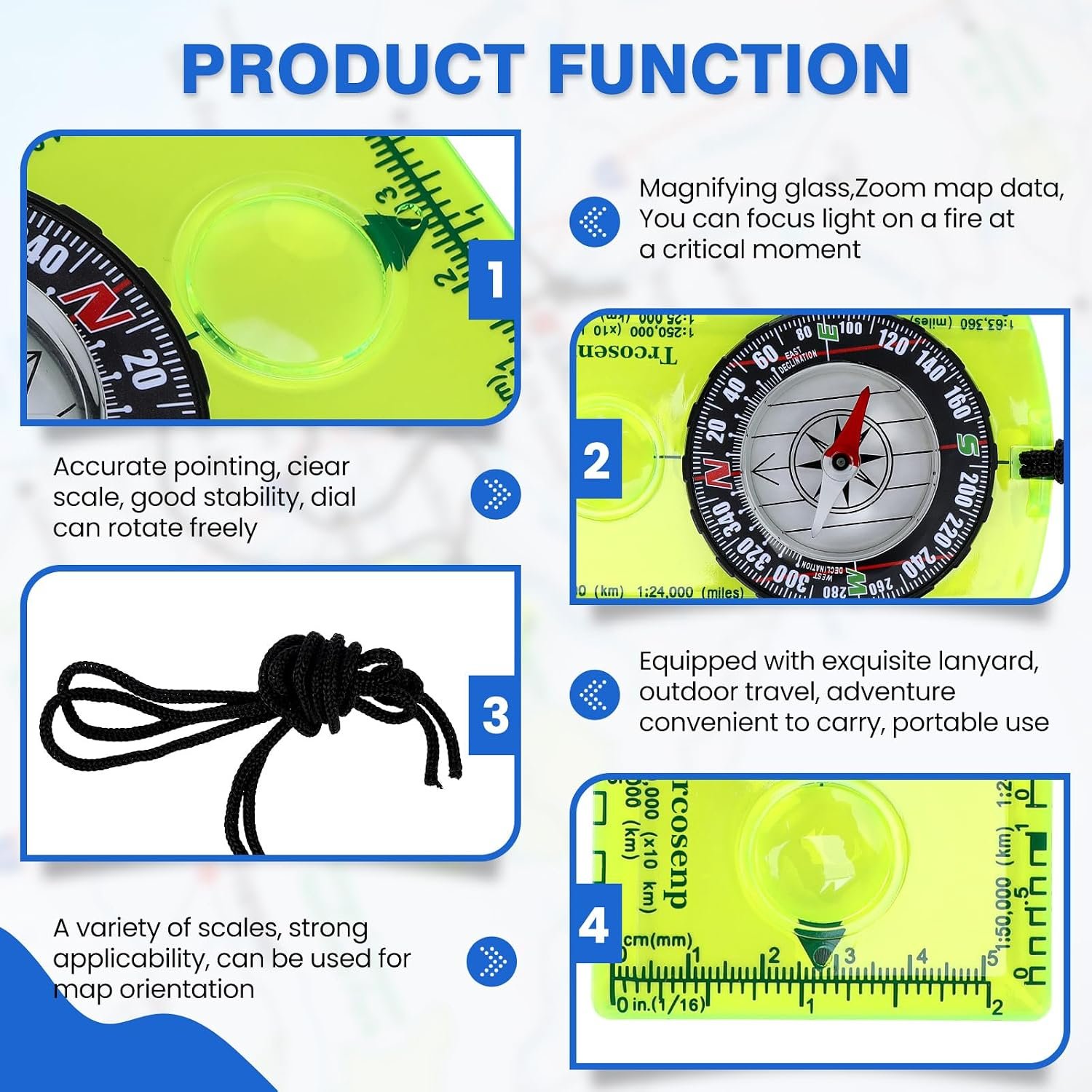 Multifunctional Waterproof Orienteering Compass Mini Portable Survival Compass for Map Reading, Hiking, Camping, Backpacking, Perfect Outdoor Scout Gifts for Kids, Orange - Image 3