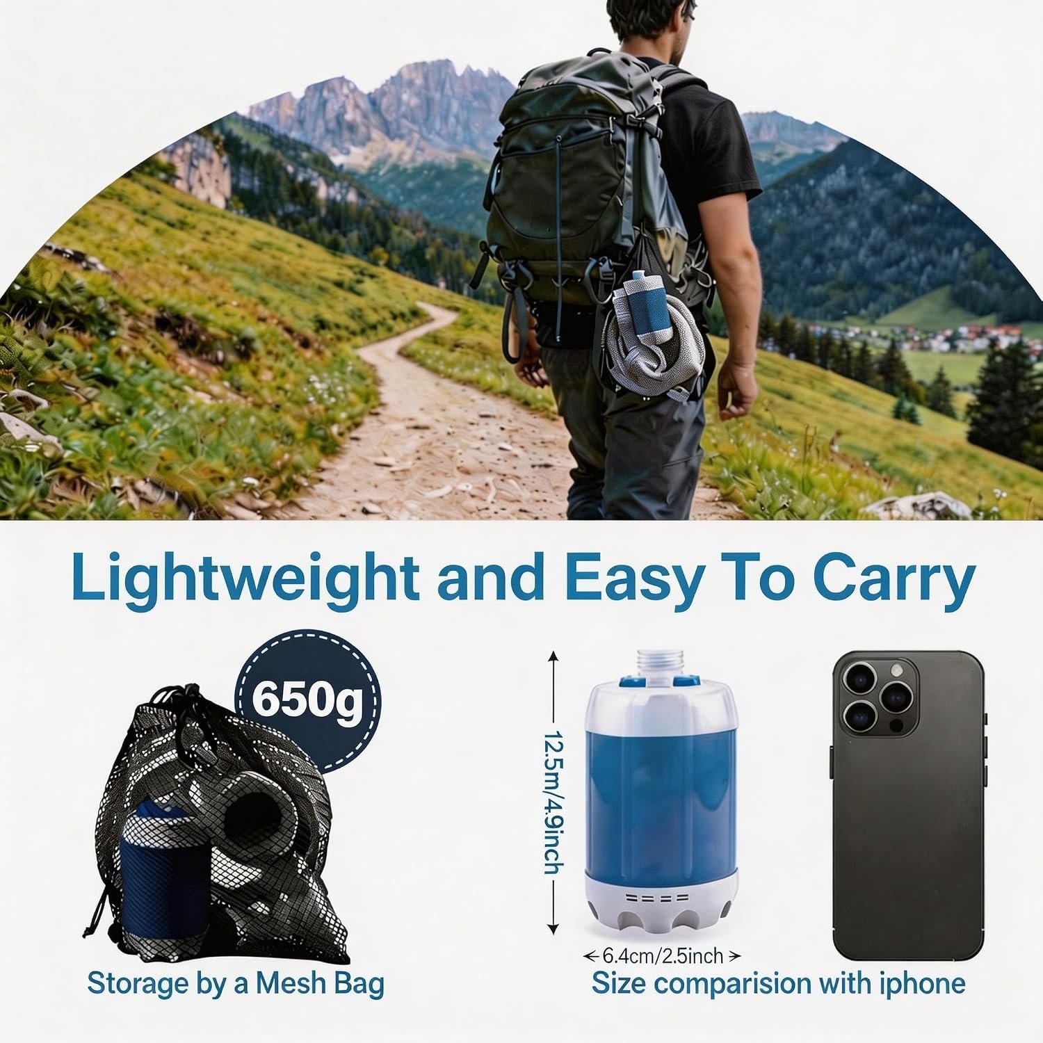Portable Camping Shower Pump - Rechargeable Outdoor Shower Head Sprayer, Pumps Water from Bucket. Experience Refreshment Anywhere, Perfect for Camping, Hiking, Travel, Car Washing & Pet Cleaning - Image 2